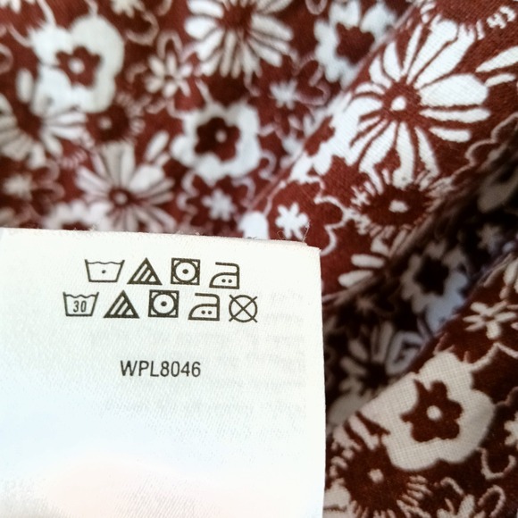 Tasso Elba Shirt Mens 2XL Brown White Floral Print Linen Button Up Long Sleeve - Picture 6 of 7